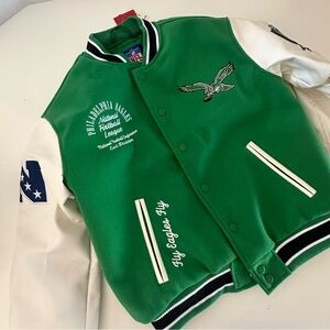NWT Philadelphia Eagles Green Varsity Bomber Jacket Coat S